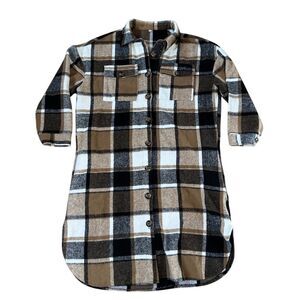 Plaid Button-Up Shacket Jacket Multicolor Size Small